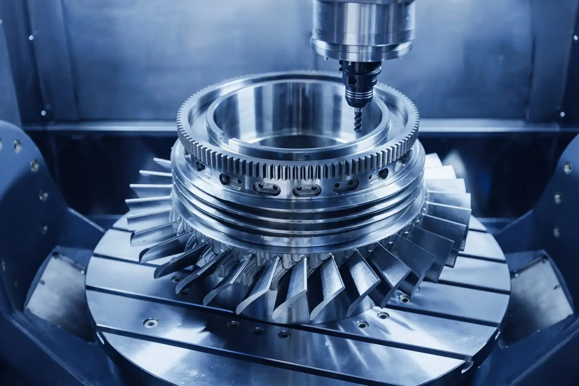 Precision CNC machining of aerospace blisk component