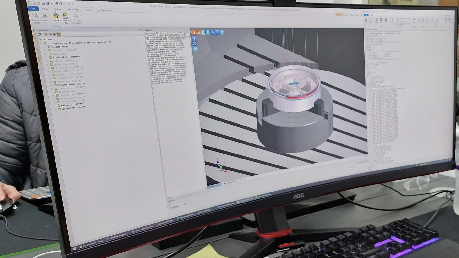 EdgeCAM programming and virtual simulation, DMG Mori DMU 75 fixture toolpath